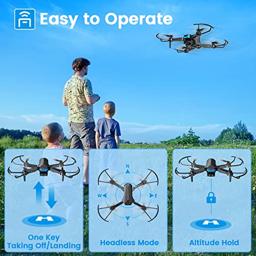 ATTOP Mini Drone for Kids with 1080P Camera - Foldable FPV Drone for Kids,  Pocket RC Quadcopter with 2 Batteries, One Key Start, Altitude Hold